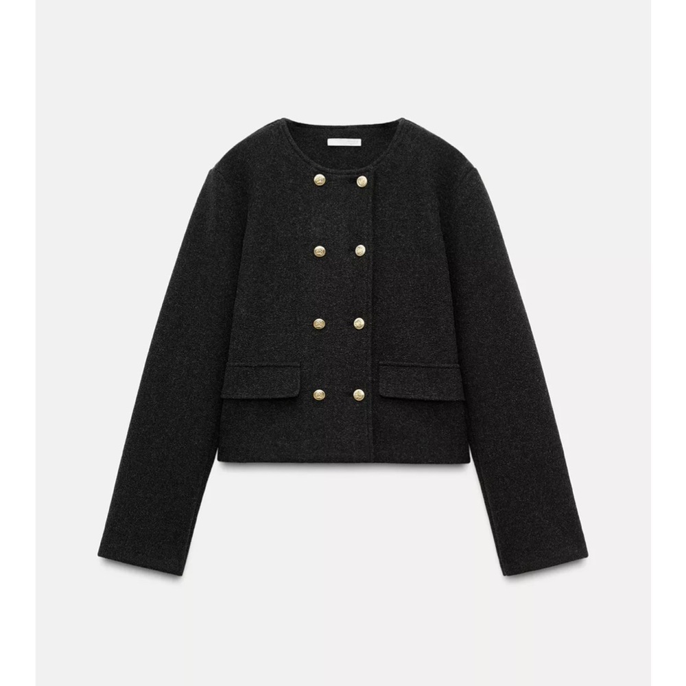 Zara Black Double-Breasted Women's Jacket size M